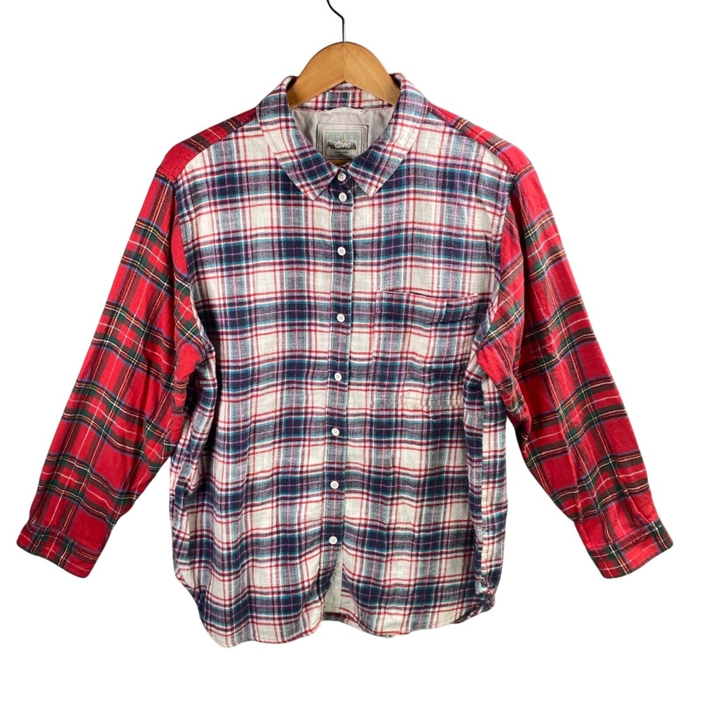 American‎ Eagle Outfitters Plaid Flannel Shirt Red Blue White Mens Large Grunge